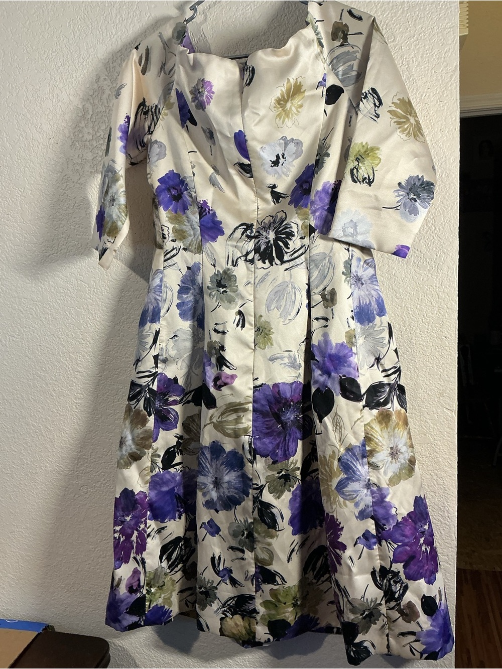 Alex Marie Cream & Purple Floral Dress - Picture 4 of 5